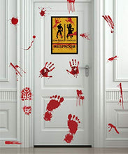 Load image into Gallery viewer, jollylife 126PCS Bloody Footprints Floor Clings - Halloween Handprint Zombie Restroom Sign Decals Vampire Party Decorations Stickers Wall Supplies（14 Sheets）
