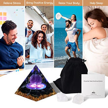 Load image into Gallery viewer, Hopeseed Orgone Pyramid for Positive Energy, Orgonite Amethyst&amp;Obsidian Healing Crystal Pyramids for Reduce Stress Chakra Reiki Healing Meditation Attracts Lucky and Success
