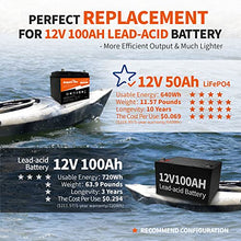 Load image into Gallery viewer, Ampere Time 12V 50Ah LiFePO4 Battery with 14.6V 10A Dedicated Lithium Battery Charger; Built-in 50A BMS, 4000+ Cycles, for Bass Boats, Trolling Motors, Monitoring Device, RV, Solar application
