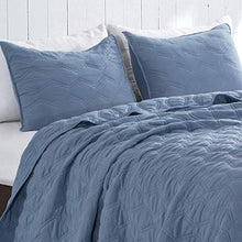 Load image into Gallery viewer, SHALALA NEW YORK Ultra-Soft Quilt Set Lightweight Brushed Microfiber Coverlet with 2 Quilted Shams - Solid Geometric Pattern Bedspread for All Season Navy Blue Full/Queen
