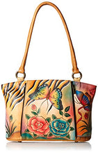 Load image into Gallery viewer, Anna by Anuschka womens Organizer Tote Bag - Leather, Hand-painted Original Artwork Genuine Leather, Antique Rose Safari, One Size US
