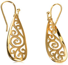 Load image into Gallery viewer, Amazon Collection Gold Over Sterling Silver Filigree Tear Drop Earrings

