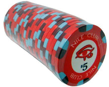 Load image into Gallery viewer, 25 $5 Nile Club 10 Gram Ceramic Casino Quality Poker Chips
