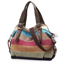 Load image into Gallery viewer, Canvas Handbag SNUG STAR Multi-Color Striped Lattice Cross Body Shoulder Purse Bag Tote-Handbag for Women (Multi Color-04)
