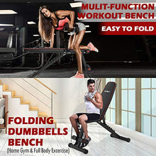 Load image into Gallery viewer, MCNBLK Adjustable Weight Bench 800lbs Capacity, Incline Decline Weight Lifting Workout Bench Home Gym, Multi-Position Utility Bench for Full Body Workout, Folding Dumbbells Bench with Elastic Ropes

