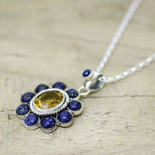 Load image into Gallery viewer, NOVICA Multi-Gem Lapis Lazuli .925 Sterling Silver Pendant Necklace, 18", Sunny Blue'
