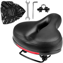 Load image into Gallery viewer, Puroma Bicycle Saddle Dual Spring Designed Suspension Shock Absorbing, Leather Bike Seat Pad Mounting Wrench Waterproof Protection Bike Seat Cover (Black)
