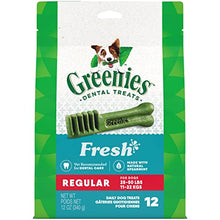 Load image into Gallery viewer, GREENIES Regular Natural Dog Dental Care Chews Oral Health Dog Treats Fresh Flavor, 12 oz. Pack (12 Treats)

