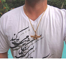 Load image into Gallery viewer, Asoodehdelan Large Double Sided Gold Pt Farvahar Necklace Iranian Gift Persian Iran Faravahar (18" Chain)
