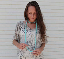 Load image into Gallery viewer, PEARLADA Boho Turquoise Necklace Long Beaded Necklace Strand Handmade Knotted Jewelry for Women Fashion Beads Endless Necklace
