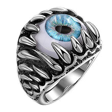 Load image into Gallery viewer, Ginger Lyne Collection Stainless Steel Blue Evil Eye Eyeball Ring Mens Womens Biker Punk
