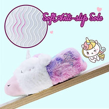 Load image into Gallery viewer, LseLom Unicorn Slipper for Toddler Girls Little Kid Fuzzy Memory Foam Anti Slip Animal House Slide US 8 Toddler Purple
