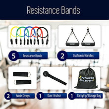 Load image into Gallery viewer, Resistance Bands - Tension Band Set for Weights Exercise, Fitness Workout - Heavy Resistant - Comes with Door Anchor Attachment, Legs, Ankle Straps and Carry Case
