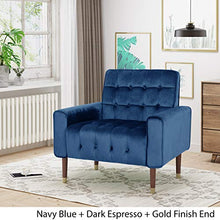 Load image into Gallery viewer, Christopher Knight Home Betsy Velvet Armchair, Modern Glam, Button-Tufted, Waffle Stitching, Navy Blue
