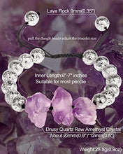 Load image into Gallery viewer, XHUUU Drusy-Quartz Amethyst with silver Lava Stone Bracelet for Women Chakra Healing Crystals Lucky Stone Beads for Bracelets
