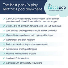 Load image into Gallery viewer, hiccapop Tri-fold Pack n Play Mattress Pad with Firm (for Babies) &amp; Soft (Toddlers) Sides | Portable Foldable Playard Mattress, Playpen Mattress for Pack and Play Crib | Includes Carry Case
