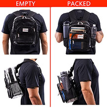 Load image into Gallery viewer, Small Clear Backpack - Heavy Duty - Stadium Approved - TSA Lock - Key Holder - Bottle Opener - 2-WAY Zip - Inside, Outside Zip Pockets - Expandable Side Pockets - Transparent PVC - H12''xW10.6''xD6
