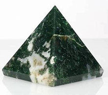 Load image into Gallery viewer, Energized Gemstones Pyramids Approx 1.75"-2" Inches - Healing Gemstone Crystals - Lapis Crystal Quartz Green Jade Fluroite Iolite Pyrite Aventurine Amethyst Tourmaline Citrine (Moss Agate)
