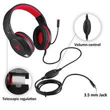 Load image into Gallery viewer, Gaming Headset for Xbox One, PS4,Nintendo Switch Bass Surround and Noise Cancelling with Flexible Mic, 3.5mm Wired Adjustable Over-Ear Headphones for Laptop PC iPad Smartphones (Red-Black)

