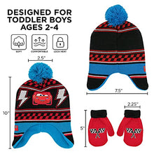 Load image into Gallery viewer, Disney boys Toddler Hat and Mitten Set, Disney Cars Lightning Mcqueen Toddler Beanie Mittens Winter Accessory Set, Blue Design, Mittens - Age 2-4 US
