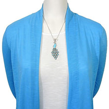 Load image into Gallery viewer, Peacock in Turquoise Pendant Necklace 925 Sterling Silver &amp; Genuine Turquoise 20" (Turquoise)
