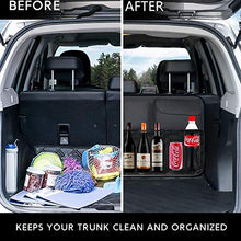 Load image into Gallery viewer, EldHus Rear Car Organizer Storage Trunk Back Seat Organizer Car Backseat Organizer Storage with Pockets, Cloth, Black

