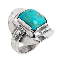 Load image into Gallery viewer, Silpada 'Buckle' Compressed Turquoise Ring in Sterling Silver, Size 10
