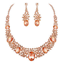 Load image into Gallery viewer, Crysdue Gorgeous Wedding Jewelry Set for Bridal Bridesmaid, Austrian Crystal Infinity Necklace Dangle Earrings for Wedding Party Prom
