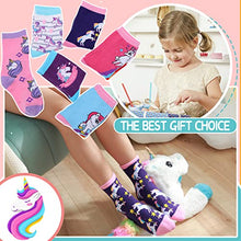 Load image into Gallery viewer, Kids Girls Cotton Socks Gift Soft Novelty Socks Cute Unicorn Pattern 6 Pairs (Animal Unicorn A, 5-8 Y)
