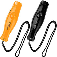 Load image into Gallery viewer, Feeke Electronic Whistle with Lanyard Adjustable, 3 Tone High Volume Spalding Electric Whistle for Referee Coaches PE Teacher, Outdoor Camping Hiking Boating Emergency Whistles (2Packs,Orange &amp; Black)
