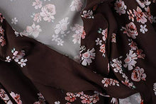 Load image into Gallery viewer, Womens Floral Chiffon Tops V Neck Bell Long Sleeve Shirts Ruffle Wrap Tie Waist Knot Blouses Brown
