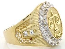Load image into Gallery viewer, 10k Solid Yellow Gold Mens Zodiac CZ Ring - Libra (Style# 1932) - Size 10
