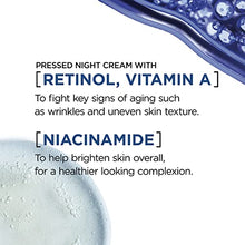 Load image into Gallery viewer, L'Oreal Paris Revitalift Pressed Night Cream with Retinol, Niacinamide, Visibly Reduce Wrinkles, Hydrate for Face, Under Eye, Neck, Chest, Dermatologist tested + Hyaluronic Acid Serum Sample
