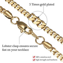 Load image into Gallery viewer, GOLD IDEA JEWELRY Luxurious Miami Cuban Link Chain Heavy 14k Gold Plated Stainless Steel Looks Like Solid Gold 18"-30" (22, 4mm)

