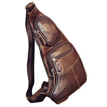 Load image into Gallery viewer, Leather Sling Bag Crossbody Backpack for Men Travel Outdoor Office Work Camping Hunting Hiking Shoulder Chest Pack Casual Daypack
