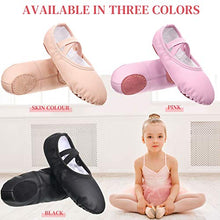 Load image into Gallery viewer, SATINIOR 3 Pairs Ballet Shoes for Girls Toddlers Practice Shoes Ballet Shoe Yoga Shoes 3 Colors Ballet Slippers Flats for Toddler Kids Dancing (9 Toddler) Black, Pink and Beige
