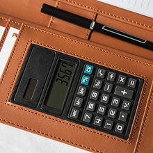 Load image into Gallery viewer, COSSINI Premium Business Portfolio with Zipper – Padfolio - Superior Business Impressions Begin with PU Vegan Leather, 10.1 Inch Tablet Sleeve, Smart Storage, Solar Calculator, Writing Pad - Tan

