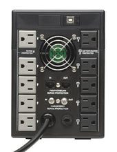 Load image into Gallery viewer, Tripp Lite OMNI1500LCDT 1500VA UPS Battery Back Up AVR LCD Display 10 Outlets 120V 810W Tel &amp; Coax Protection USB, 3 Year Warranty &amp; $250,000 Insurance, Black
