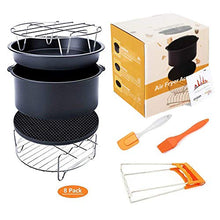 Load image into Gallery viewer, Deep Fryers Universal Air Fryer Accessories Including Cake Barrel,Baking Dish Pan,Grill,Pot Pad, Pot Rack with Silicone Mat by Bellagione (7 inch 8 PCS)
