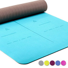 Load image into Gallery viewer, Heathyoga Eco Friendly Non Slip Yoga Mat, Body Alignment System, SGS Certified TPE Material - Textured Non Slip Surface and Optimal Cushioning,72"x 26" Thickness 1/4"
