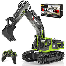 Load image into Gallery viewer, kolegend Remote Control Excavator Toy Truck, 1/18 Scale RC Toys Hydraulic Excavator Construction Vehicles for Boys Girls Kids RC Tractor with Lights Rechargeable Battery
