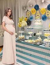 Load image into Gallery viewer, Peauty Maternity Dress Maternity Maxi Dress Maternity Dress for Photoshoot Ruffles Short Sleeve Light Mocha XXL Plus Size

