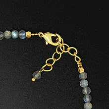 Load image into Gallery viewer, Gempires Natural Labradotite 3.5 mm Beads Bracelet, Handmade Jewelry, 7 + 1 Inch 14k Yellow Gold Plated Adjustable Chain (Labradorite)
