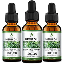 Load image into Gallery viewer, (3 Pack) Organic Hemp Oil for Pain Relief and Inflammation - Helps Anxiety Stress Relief Sleep Aid Relaxation Mood Focus - Made from Hemp Seed Oil Extract - Vegan Drops Tincture - Non-GMO
