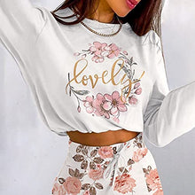 Load image into Gallery viewer, Aniywn Women's Two Piece Outfits Casual Long Sleeve Crop Tops and Stretchy Skirt Sets Sexy Mini Bodycon Skirt Dress Suit White
