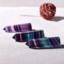 Load image into Gallery viewer, Runyangshi Natural Rainbow Fluorite Healing Crystal Wands, Self Standing Healing Crystal Point Wand Faceted Prism Wand for Crystal Healing, Reiki, Home Decor (1, H 3.1"-3.5" (8-9cm))
