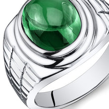 Load image into Gallery viewer, Peora Mens 6.50 Carats Simulated Emerald Ring Sterling Silver Size 9
