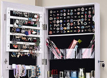 Load image into Gallery viewer, AOOU Jewelry Organizer Jewelry Cabinet,Full Screen Display View Larger Mirror, Full Length Mirror,Large Capacity Dressing Mirror Makeup Jewelry Armoire,White
