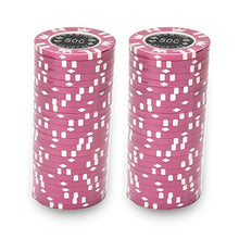 Load image into Gallery viewer, Brybelly Coin Inlay Poker Chip 15-Gram Heavyweight Clay Composite – Pack of 50 ($0.50 Pink)
