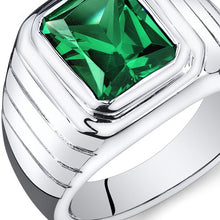 Load image into Gallery viewer, Mens 5.50 Carats Simulated Emerald Octagon Ring Sterling Silver Size 9
